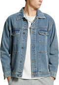 Men Vintage Autumn and Winter Tops Mens Denim Trucker Jacket Black Small